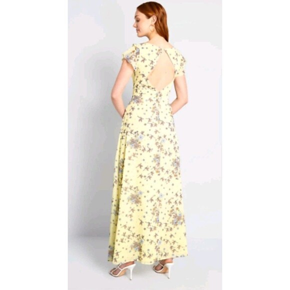 ModCloth You're Flowing Places Maxi Dress $129 Yellow Floral Lined Size 0 NWT - Picture 2 of 12